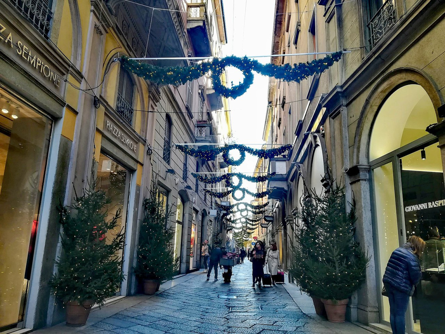 Via della Spiga during the holiday season, Milan, Italy